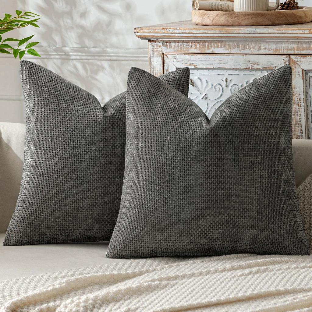 Solid Color Chenille Pillowcases 2pcs Set, Available in Multiple Colors, Suitable for Sofas, Bedding, Offices, Window Sills