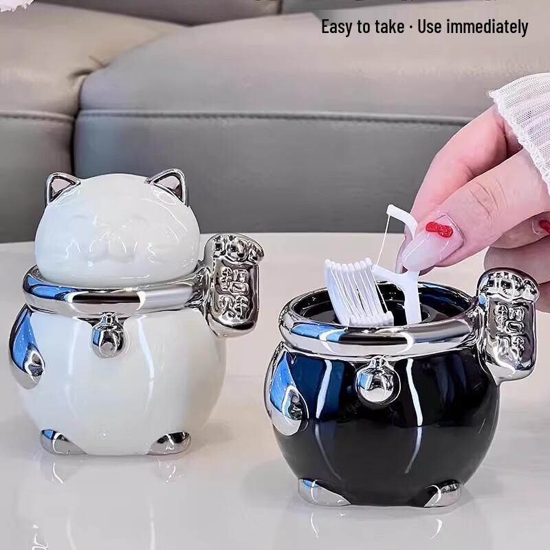 Lucky Cat Ceramic Toothpick Holder