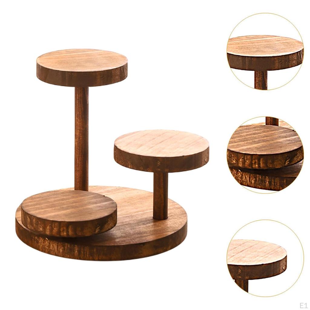 Wood Cake Stand Cupcake Tower Countertop Display Shelf Lightweight Sturdy Tiered Wooden Plant