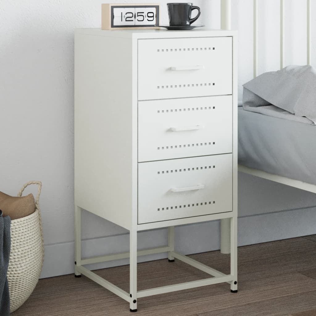 Nightstand White 36 x 39 x 78 cm Steel