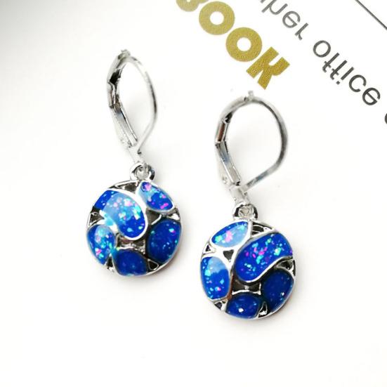 Fashion Women Faux Opal Round Soccer Dangle Leverback Earrings Jewelry Gift