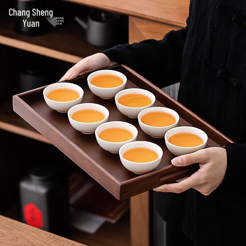 

Changshengyuan Suet Jade Porcelain Tea Set with 8 Cloud White Cups