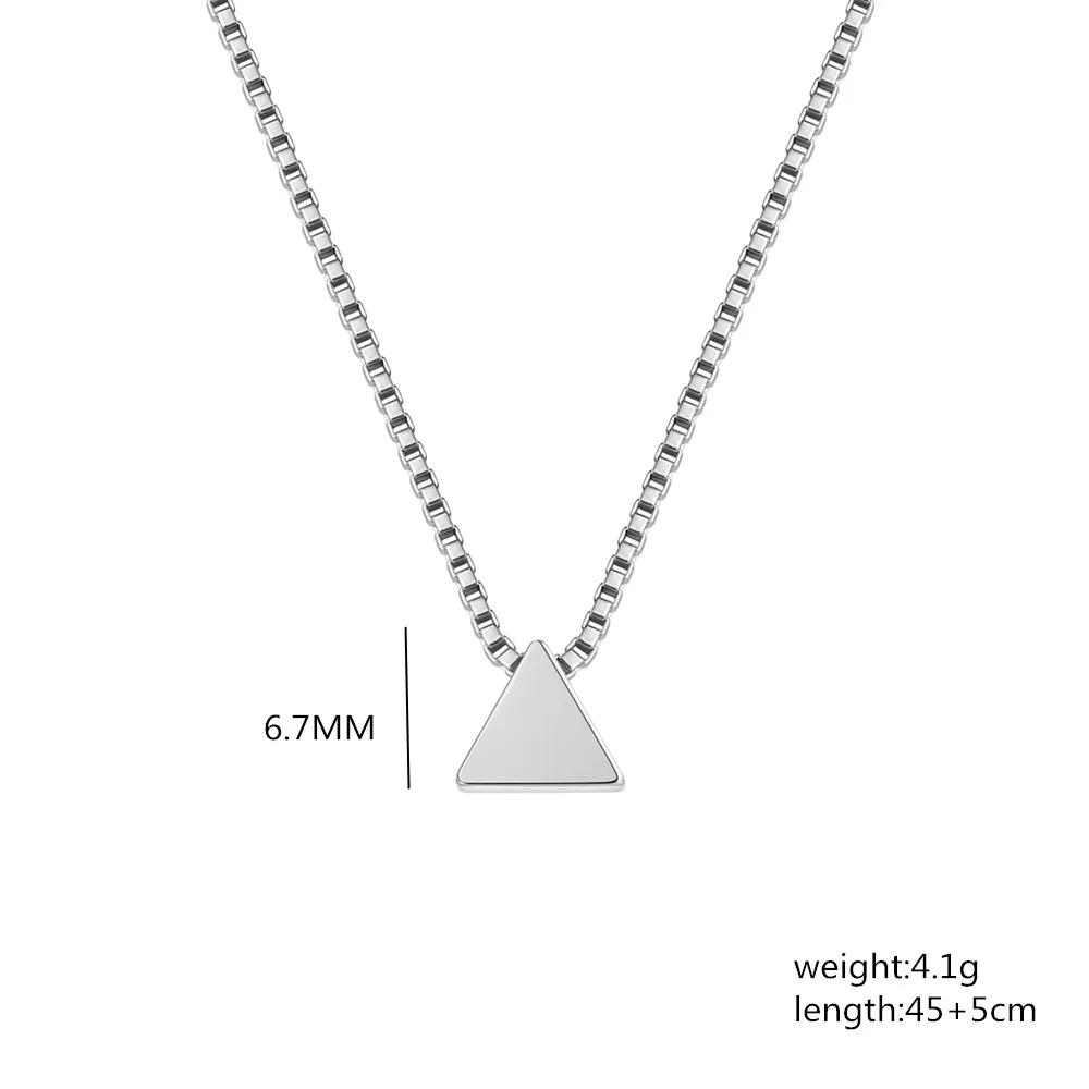 925 Sterling Silver Necklace 18 Inches Box Chain Simple Geometry Triangle Pendant For Women Jewelry