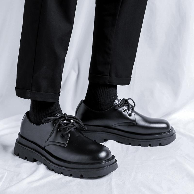 Fashion DRESS Business men's leather shoes Classic minimalist style Groom's wedding and fashion party Thick soled Black shoes Trendy