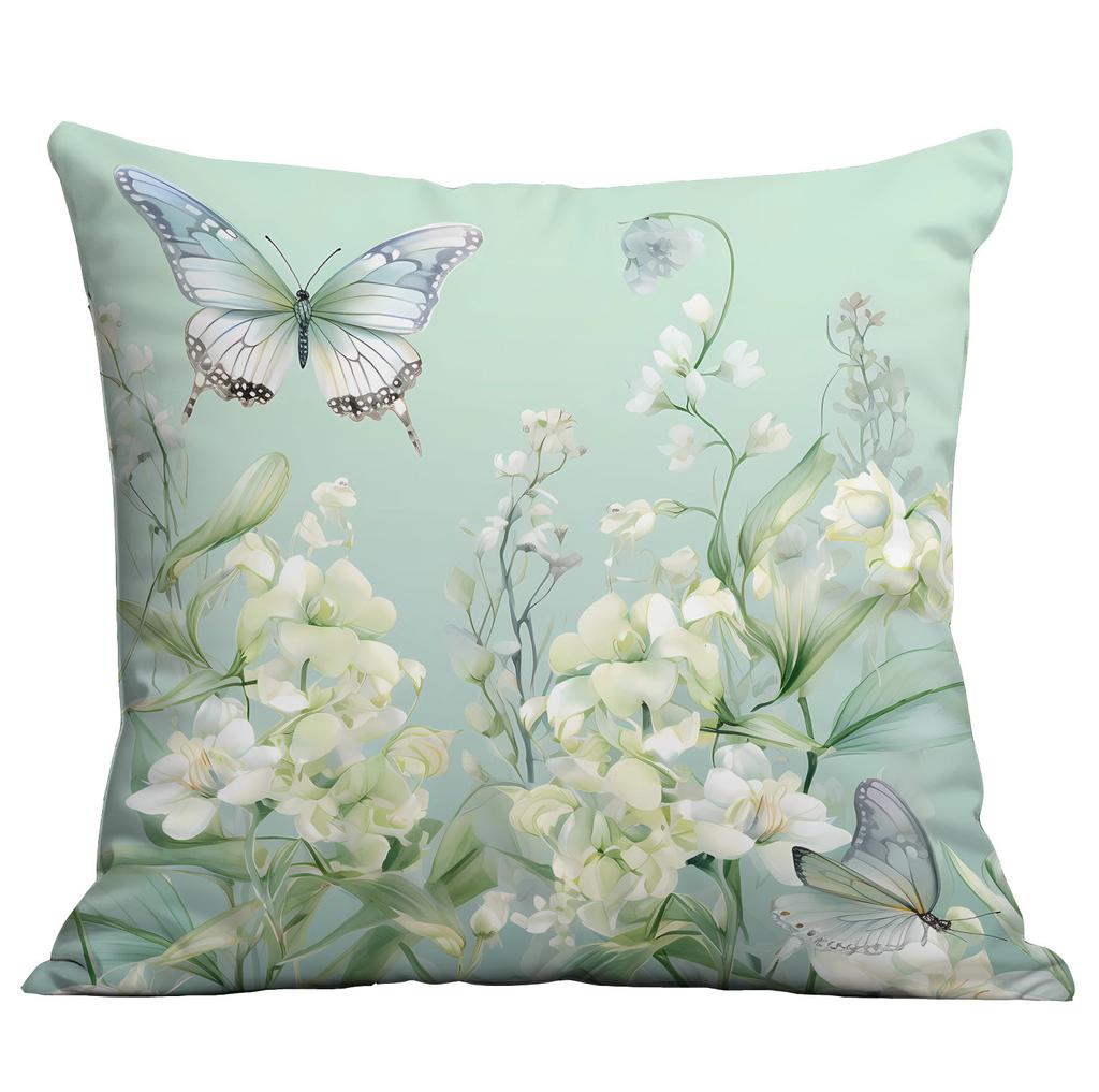 Ny Vår Fjäril Liljekonvalj Liten Fräsch Tryckt Örngott Kort Plysch Örngott Vardagsrum Soffa Kuddöverdrag