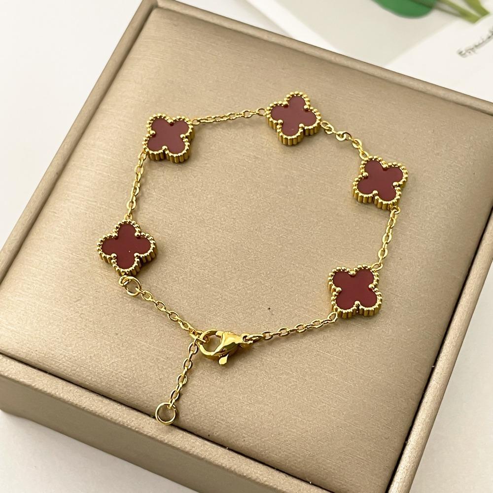 Mini 11mm Four-leaf Clover Bracelet Double-sided Design with Five-petal Flower Chain High-quality Version Non-fading Women's Bracelet