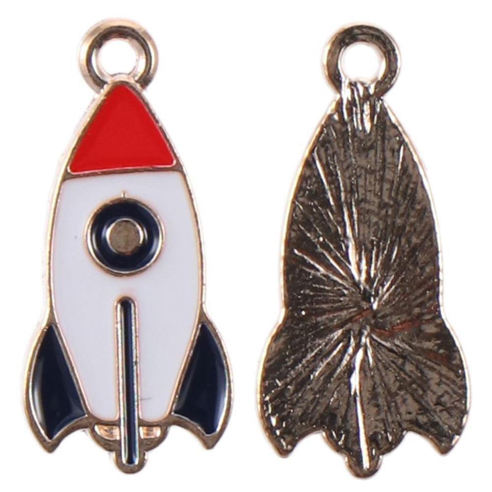 13*27mm Pandantive emailate din aliaj de zinc, placate cu aur, farmec cu tema spațială pentru realizarea de bijuterii