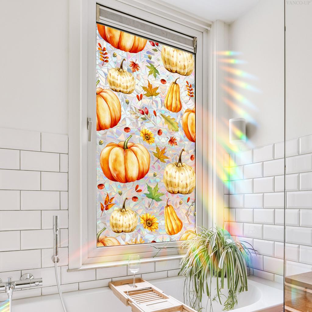 Xc6079 Creative Hand-Painted Pumpkin Maple Leaf Window Sticker Electrostatic Glass Sticker Double-Sided Visual Electrostatic Sticker