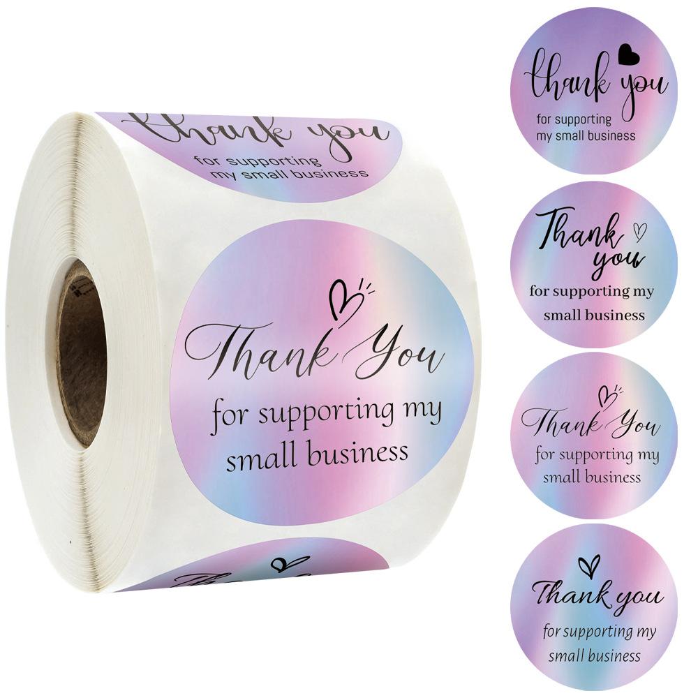 500Pcs/roll THANK YOU Stickers Four Color Business Card Set Customer Business Sealing Sticker Labels Birthday Wedding Gifts Card