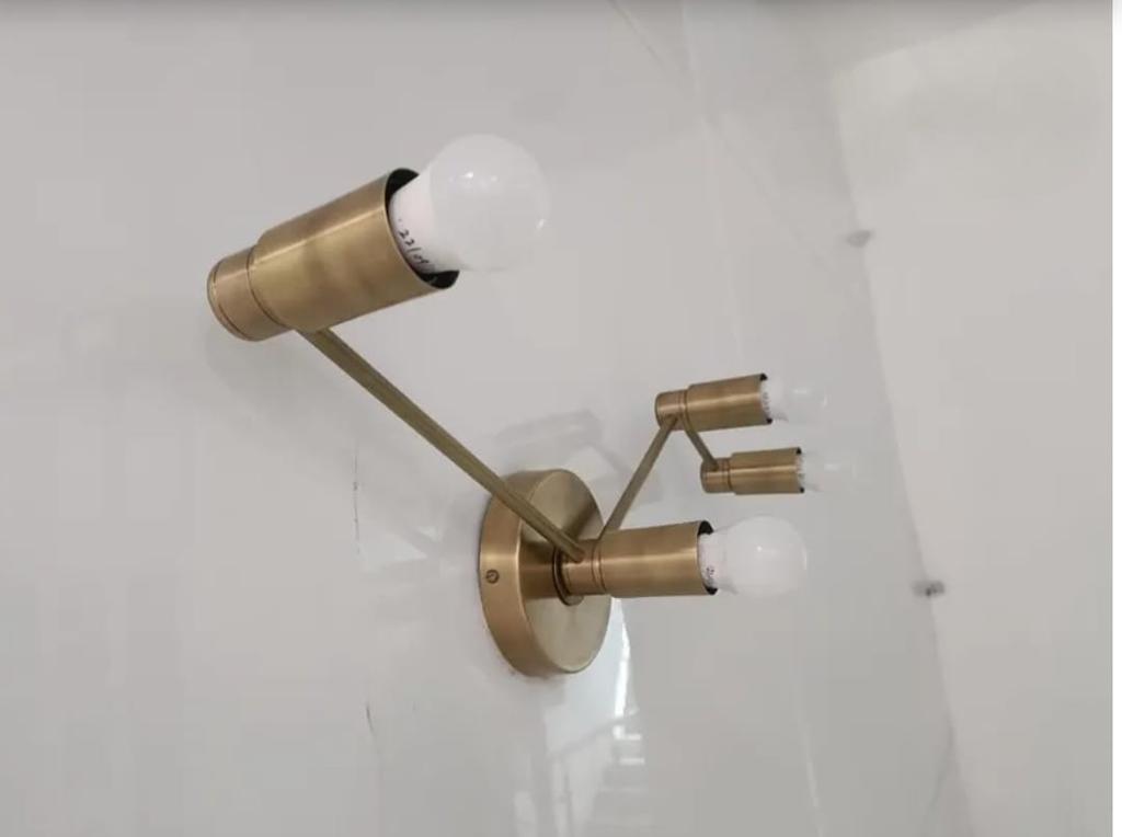 Mid Century Raw Brass Modern Wall Sconces Bedside Reading Lights