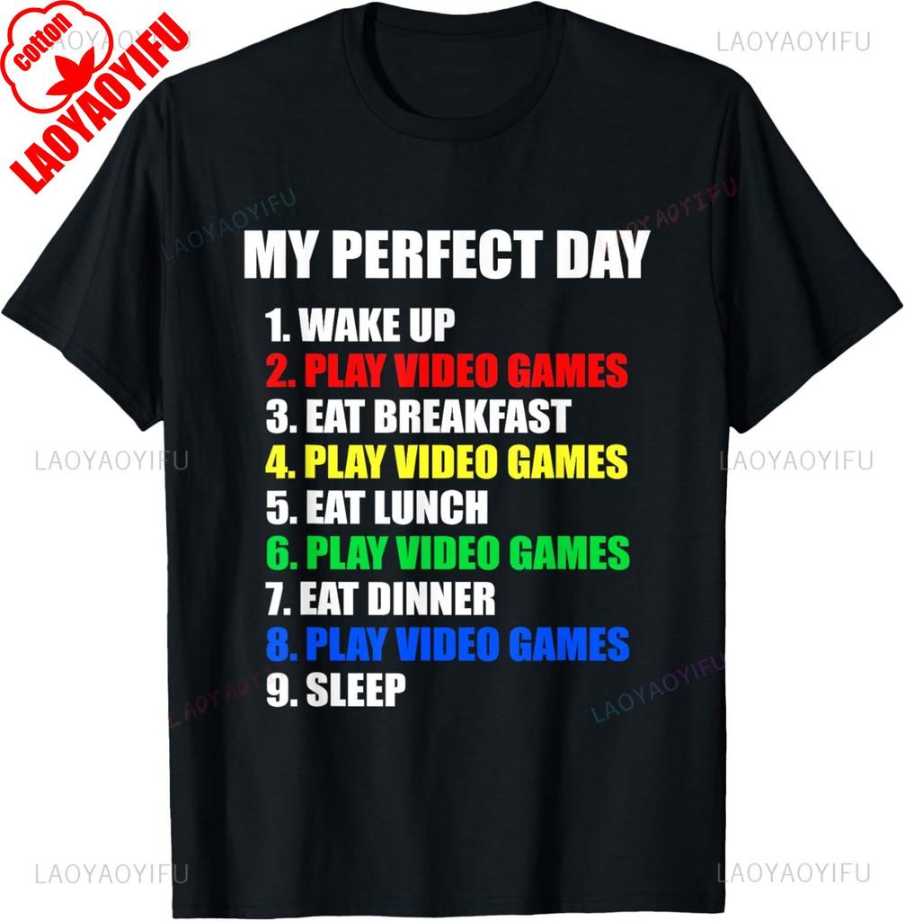 Gift Idea The Perfect Gaming Day Suprise For Gamers TShirt Unisex Unisex Summer Cotton Printed TShirt Casual Streetwear Clothes
