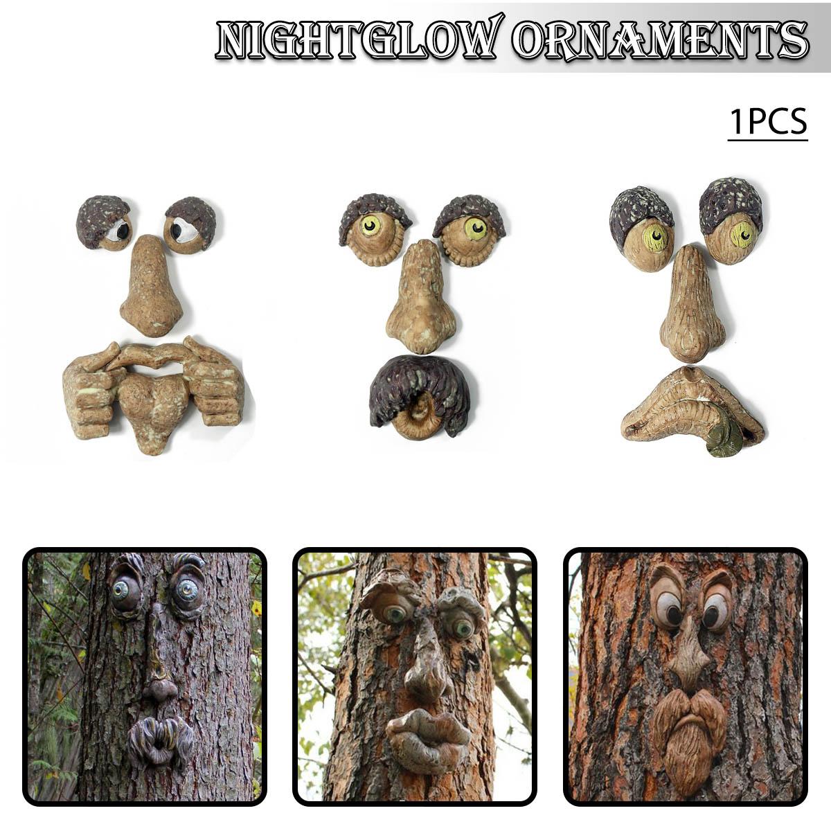 

PDTO Старик Причудливое Дерево Лицо Статуи Hugger Peeker Скульптура Сад Открытый Декор