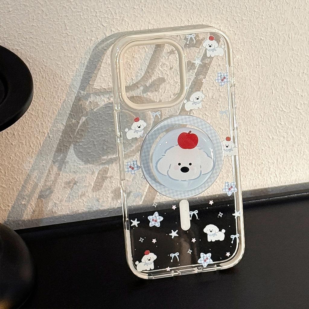 Magnetic Bracket IPhone15Promax Cute Puppy Apple 16 Mobile Phone Case 14 Suitable for 13 Anti Fall 12 Korean Series