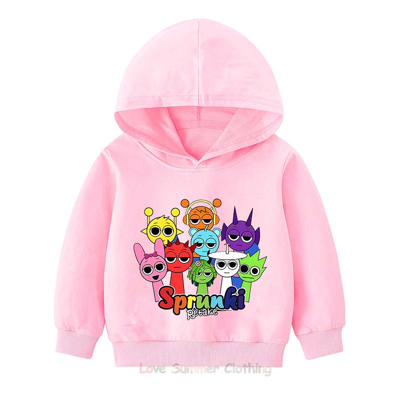 Fall New Arrivals Kids Hoodie Sprunki Childrens Pullover Hoodie Incredibox HD Print Age 4-14 Breathable Polyester Boys Girls Anime Sweatshirts