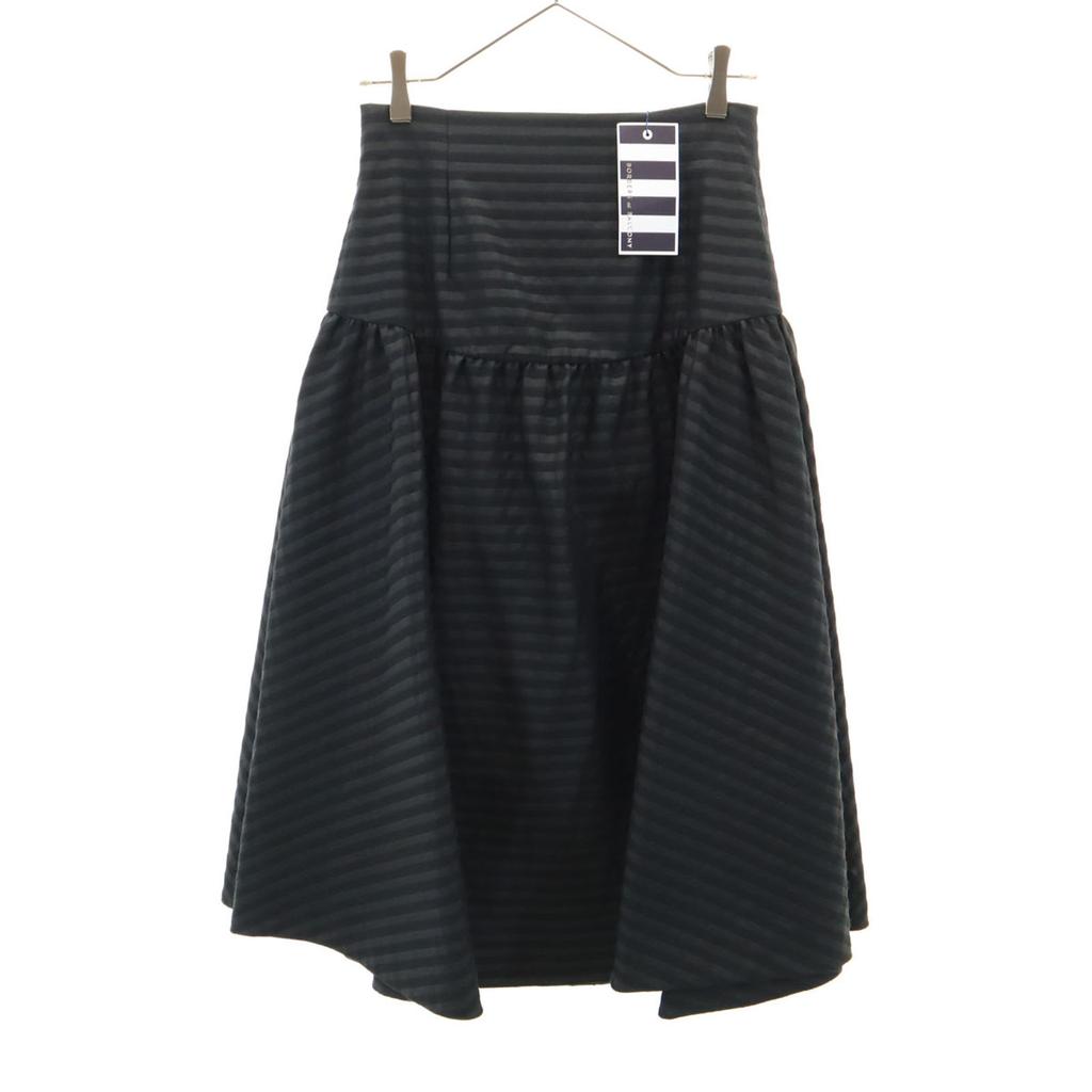 unused BORDERS at BALCONY made in Japan Border Pattern Mimole length Jacquard flare skirt Women Used