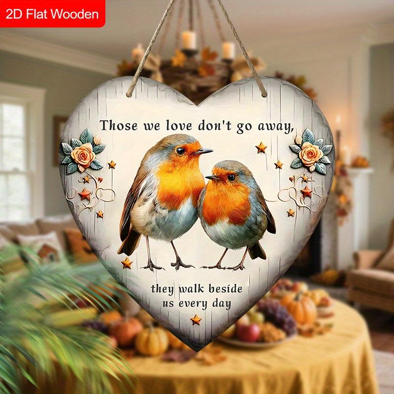 Memorial Wooden Sign with Heart-shaped Design - Unique Figurine Ornaments - Ideal for Front Door, Porch, Wall Decor