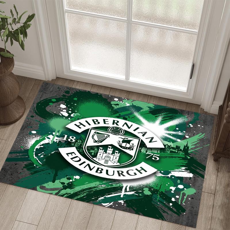 Hibernian FC Design Crystal Velvet Carpet Cozy Non?Slip Printed Rug For Bedroom Living Room Entrance