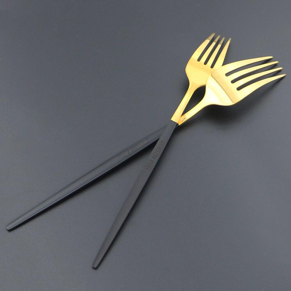 6Pcs Dinnerware Set White Gold Cutlery Set For One 304 Stainless Steel Knife Forks Spoons Dinner Set Kitchen Silverware Tableware Set