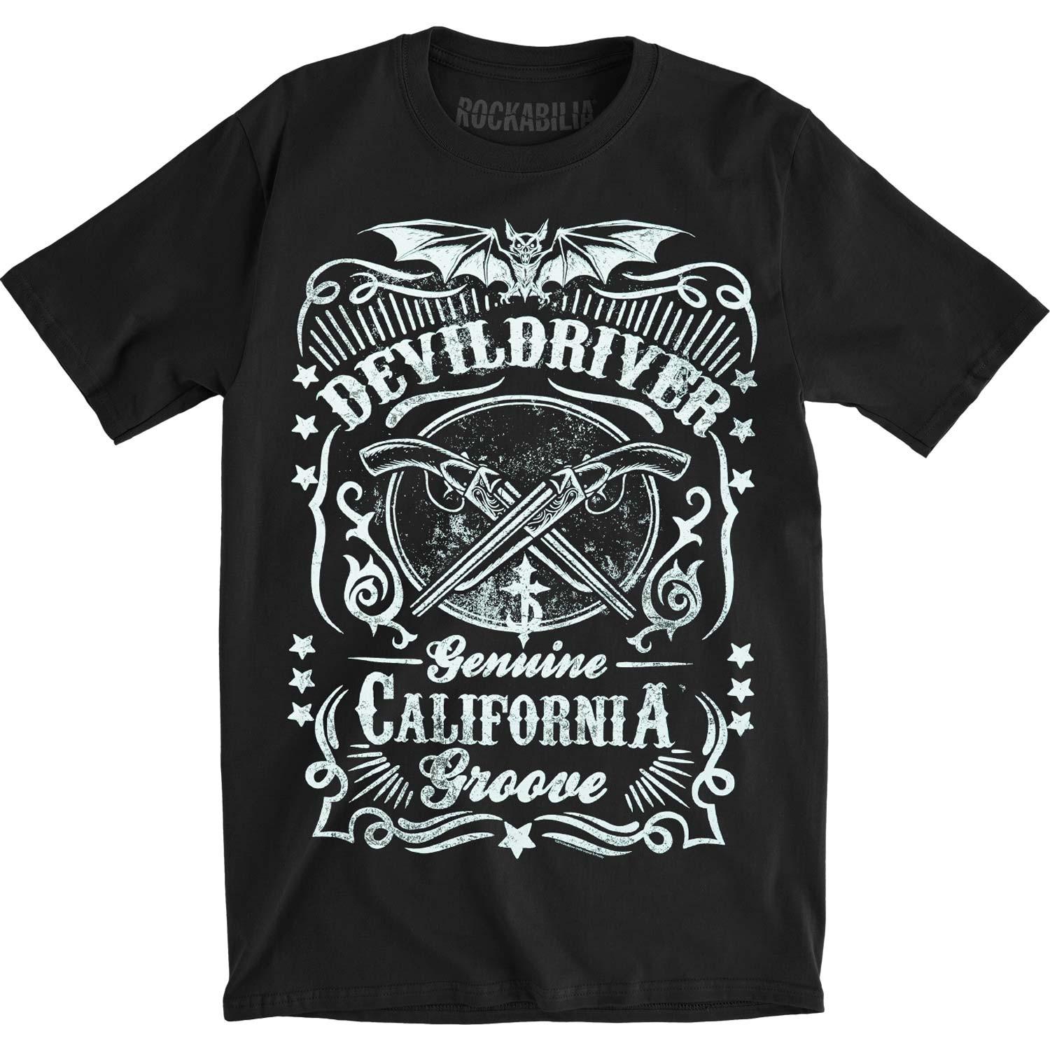 Men s Devil Driver Sawed Off (Back Print) Slim Fit T-shirt Large Black S