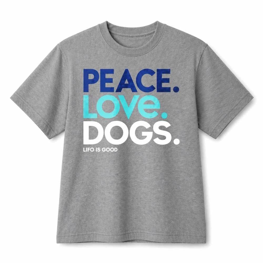 Peace Love Dogs Life Is Good Bold Simple Text Dog Lover Cotton T-Shirt Unisex S
