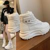 Bottes de neige à plateforme épaisse pour femmes Bottines d'hiver antidérapantes à lacets Doublure en fausse fourrure Chaussures de marche Baskets montantes doublées en polaire chaude pour femmes