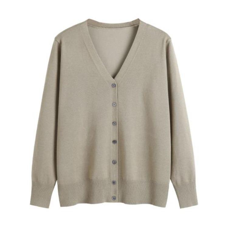 Autumn Casual Womens Cardigan Soft V Neck Long Sleeve Single Button Solid Color Sweater Coat