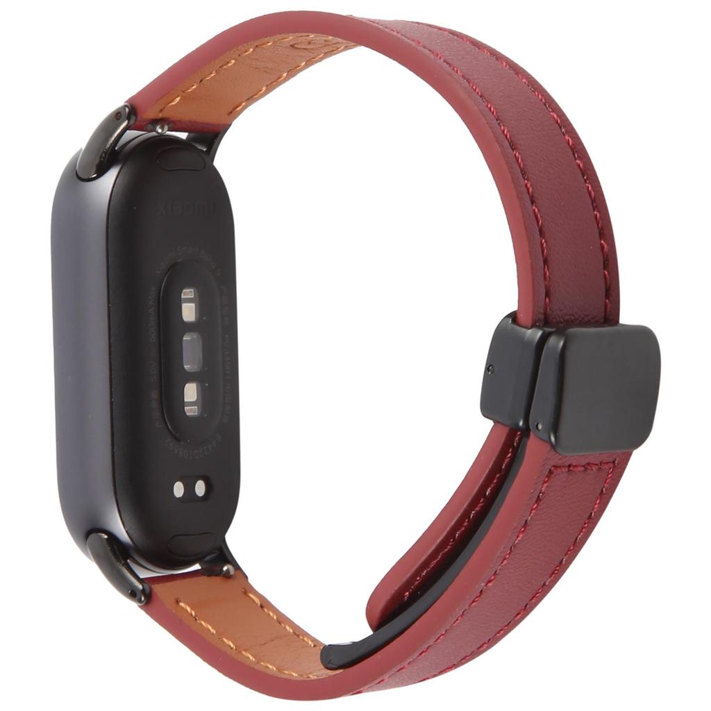 Für Xiaomi Smart Band 9/8 Faltbares Magnetisches Schwarzes Schnallen Mikrofaserleder Uhrenarmband
