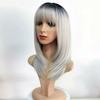 New Arrival Gradient Gray Mid-length Straight Hair Bangs High-grade Women's Full Lace Glueless Lace High Temperature Wire