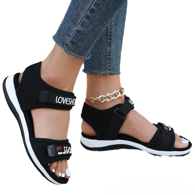 New Flats Women Sport Sandals Summer Casual Open Toe Shoes Fashion Slippers Mesh Women Beach Walking Sandals Trend Femme Zapatos