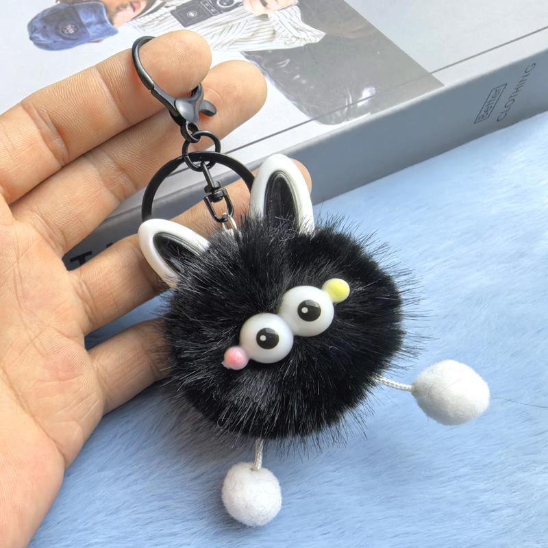 Imitation Mink Ears Elf Plush Cartoon Pendant Furry Cute Cartoon Fur Ball Couple Bestie Gift Keychain