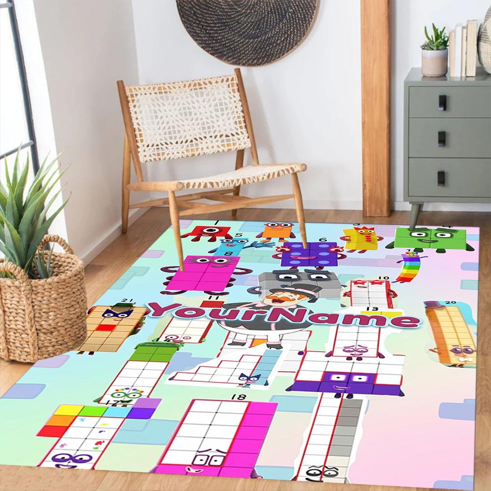 Tappeto Personalizzabile con Area Nome Numberblocks per Soggiorni Studio Ingresso Dormitorio Tappeto Antiscivolo Decorazioni Ufficio Anime Regalo Spirituale