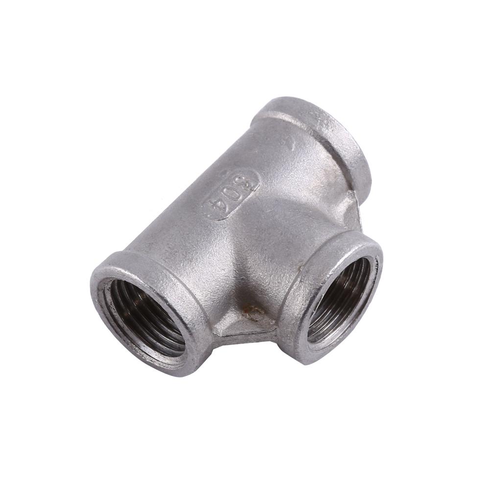 Brand New  Tee 3 Way Female Threaded Pipe Fittings Stainless Steel SS 304   (12" 52mm )