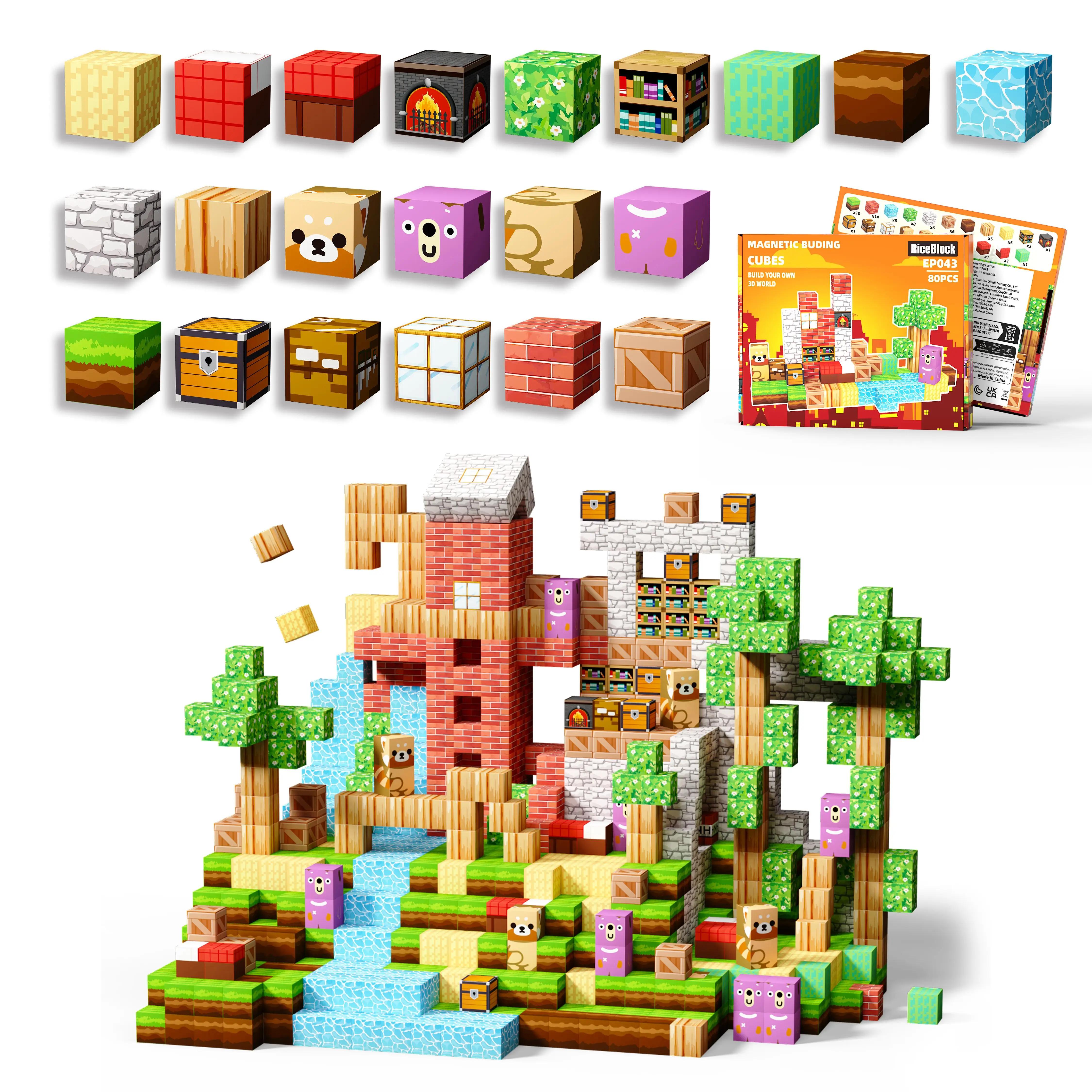 

Non-Toxic Magnetic Blocks Toys For Children & Children Age 3-4 4-5 6-8Stem Toys For Toddlers Gifts For 3+ Years Old80Pcs Construction Toys
