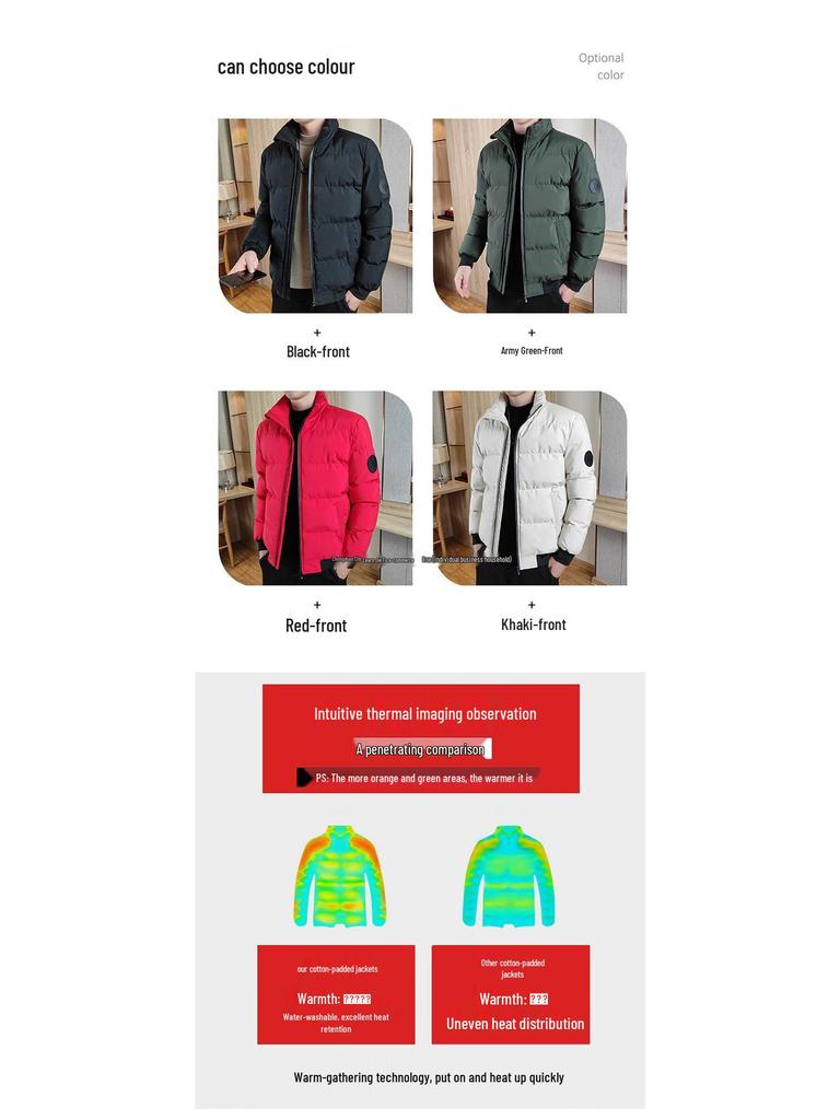 Marken Herren Slim Fit Daunenjacke - Dicke Warme Lässige Oberbekleidung mit Stehkragen für Herbst & Winter