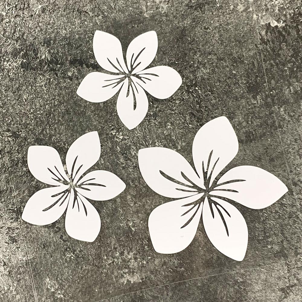 3pcs Various Colors Pretty Flower Car Stickers for Auto Rear Window Bumper Body Helmet Cover Scratches Waterproof Blossom Decals