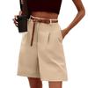 Women Casual Elastic Waist Wide Pants Summer New Shorts with Pockets