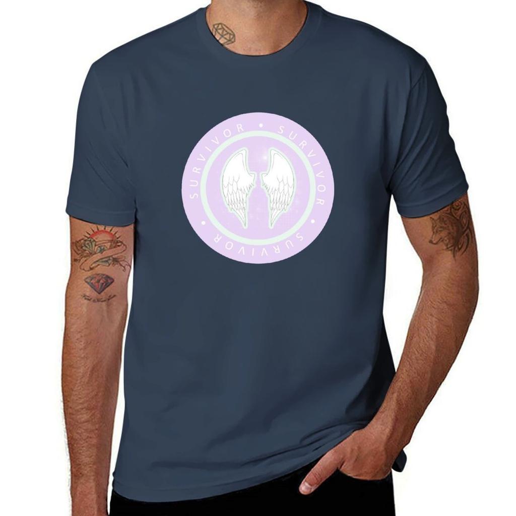 Survivor Angel Wings Tshirt Soft Casual Short Sleeve Cotton Tee