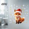 Removable Holiday Glass Stickers Christmas Cute Fox Static Window Clings Santa Hat Snowflake Gift Tree Pattern Decal Decals Self-Adhesive Winter for