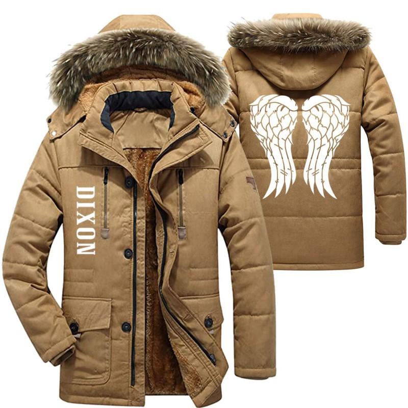 Mens Winter Warm Hooded Cotton Padded Jacket Printed Casual Sports Coat Basketball Outdoor Activities Size L-6XL