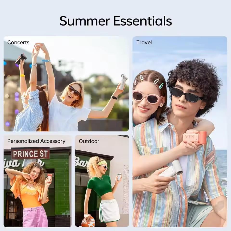 JISULIFE Life9 Handheld Turbo Fan Super Strong Wind 5 Speeds,Long Battery Life 5000mAh USB Rechargeable Multipurpose Pocket Fan