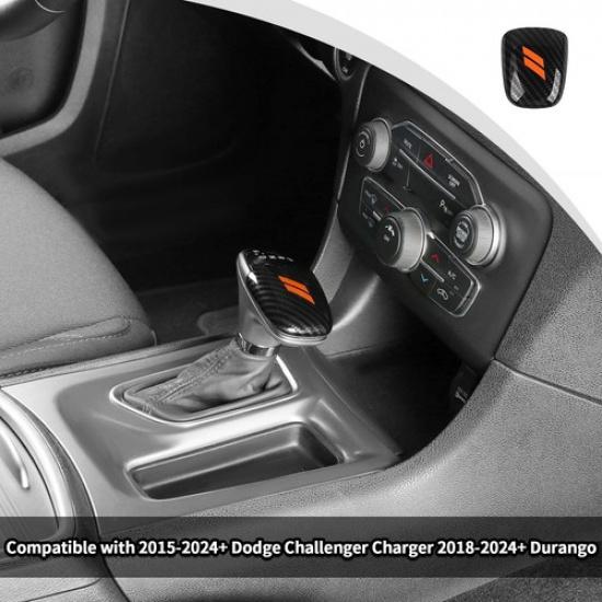 Gear Shifter Control Knob Cover for Challenger Charger 2015+ Carbon fiber&Orange