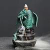 LED Dragon Waterfall Backflow Incense Burner Pterosaur Home Decor Ceramic Handicrafts With Lucky Feng Shui Ball -Without Incense