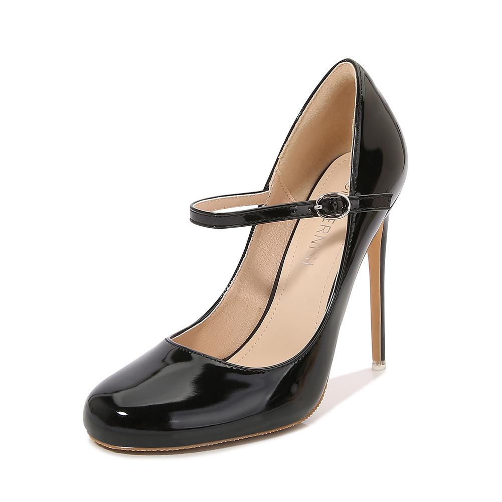 Women Sexy OL Pumps 12Cm Round Head Wristband Large Size High Heels Daily White Collar Catwalk WZ