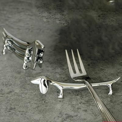 Dinner Table Supplies Zinc Alloy Cutlery Bracket Holder Silver Little Dog Shape Cutlery Storage Cute Tableware Rack Holder