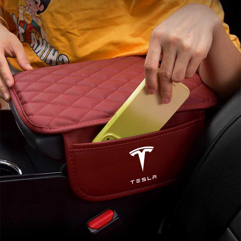 1Pcs Leather Car Armrest Mat Tissue Boxes Height Pad Armrest Box For Tesla Model 3 S X Y 2022 Style Roadster Invader Coil Mod WYE K80