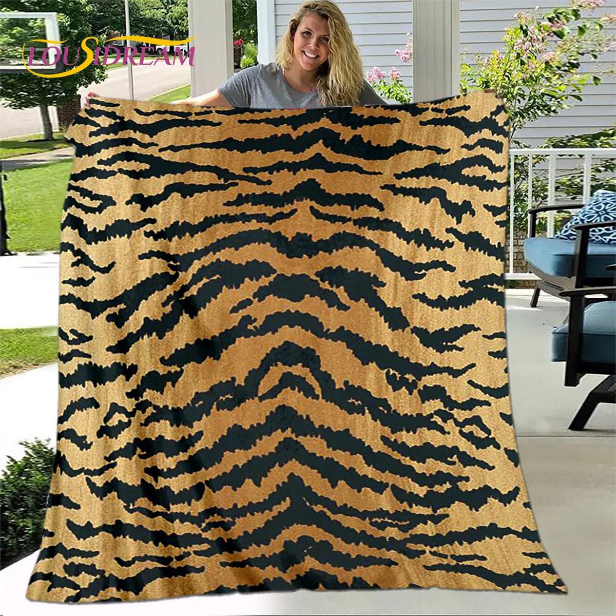 Tiger Print Pattern Beast Blanket,Flannel Blanket Throw Blanket,Child Warm Blanket for Home Living Room Bedroom Beds Sofa Picnic 75x90cm