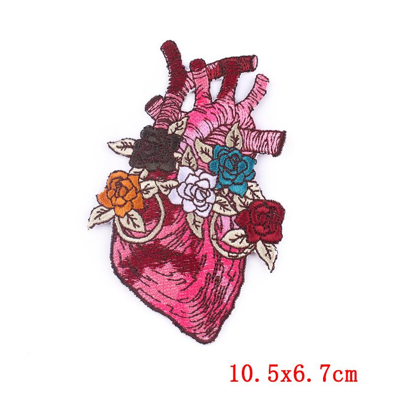 Punk Heart Embroidery Patch Iron On Patches For Clothing Thermoadhesive Patches On Clothes Waves Applique/Patches On Clothes