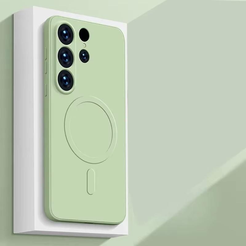 Matný magnetický kryt na telefon z tekutého silikonu pro Samsung Galaxy S25 S24 Ultra S23 S22 Plus S21 FE pro kryt pro bezdrátové nabíjení Magsafe