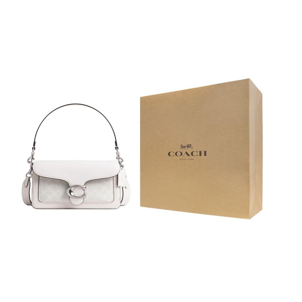 Coach Tabby 26 Removable Shoulder Strap Snap Closure Leather Shoulder Bag Medium Women Shoulder Bag Ivory CI032-LHXUN
