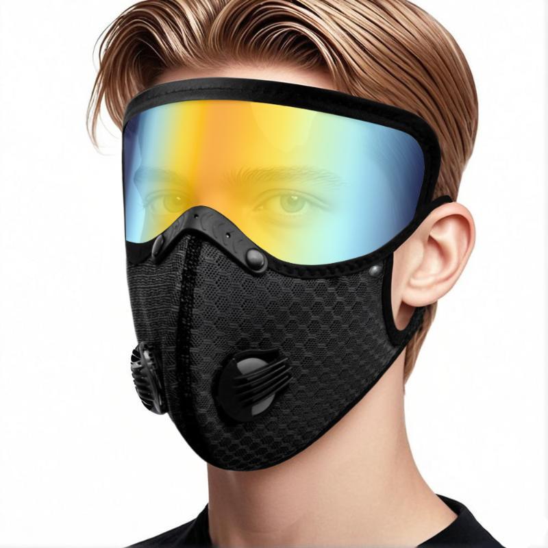 Comfortable Cycling Face Mask with Goggles Dust Proof Washable Reusable Windproof Mask for Outdoor Sports Riding Commute